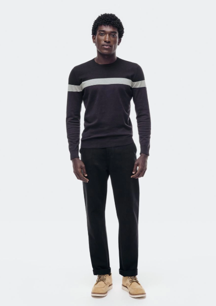 Blusão Hering Listrado Em Tricot  Masculino - Preto