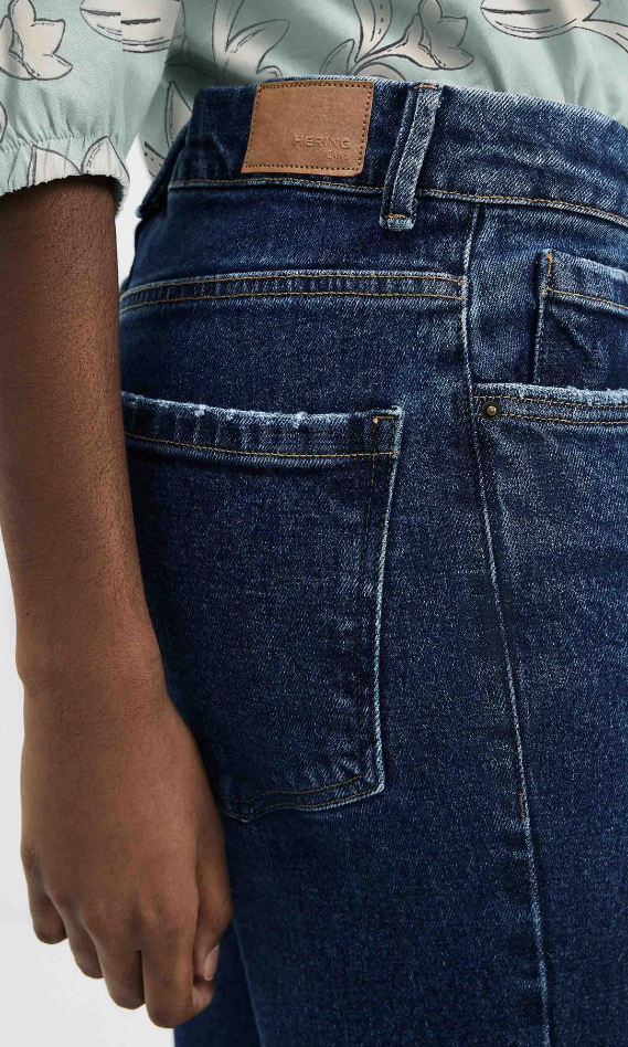 Calça Jeans Hering Pantalona Cintura Alta Com Elastano Feminina - Azul