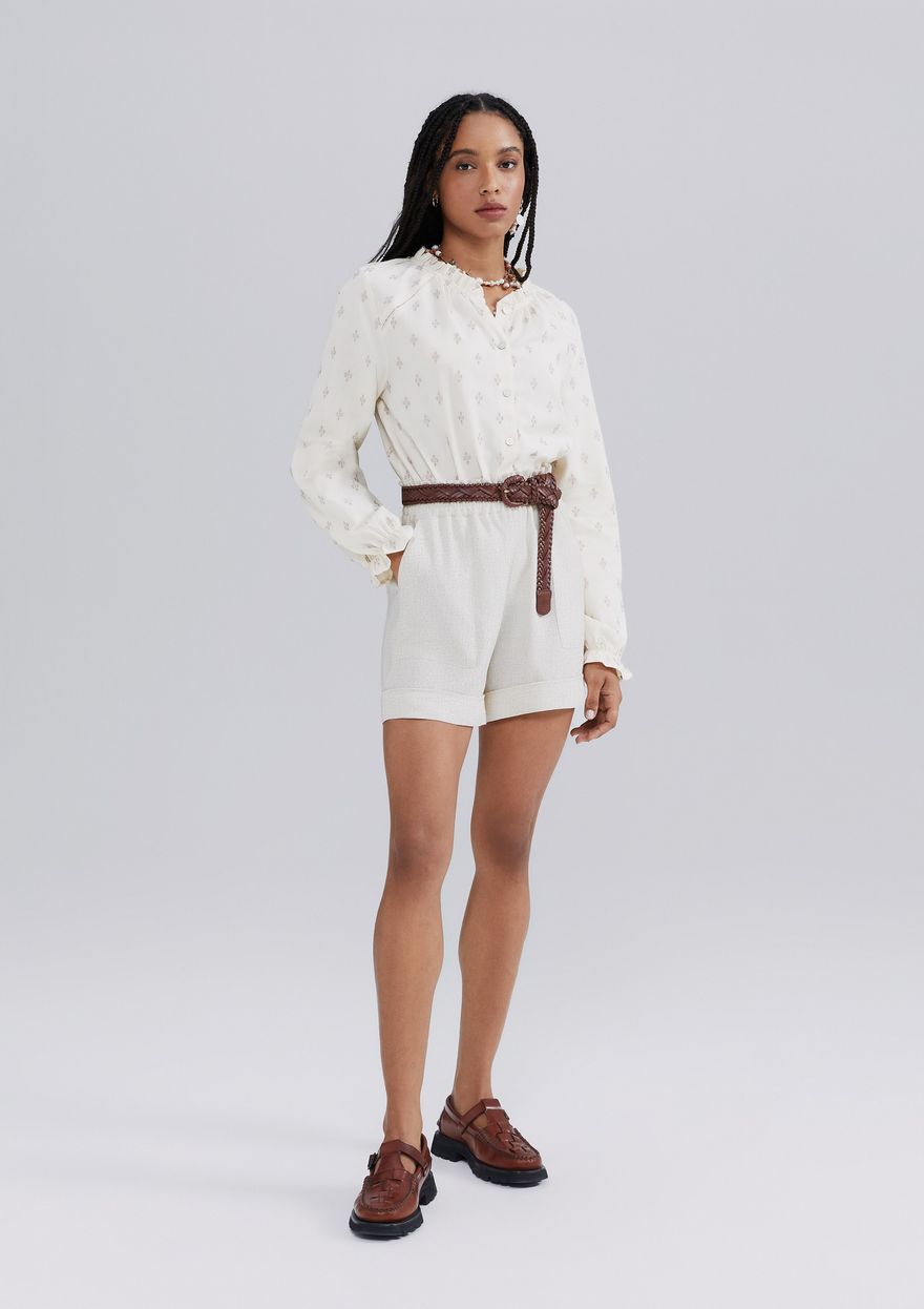 Shorts Hering Em Linho Feminino - Branco