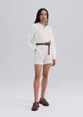 Shorts Hering Em Linho Feminino - Branco