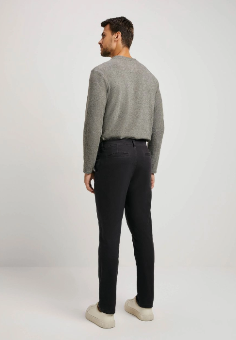 Calça Básica Hering Chino Slim Em Sarja Com Elastano Masculina - Cinza