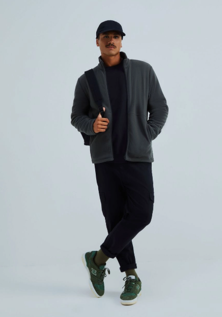 Blusão Manga Longa Básico Hering  Comfort Em Moletom Peluciado Masculino - Preto