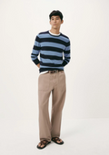 Blusão Básico Hering Listrado Em Tricot Masculino- Azul