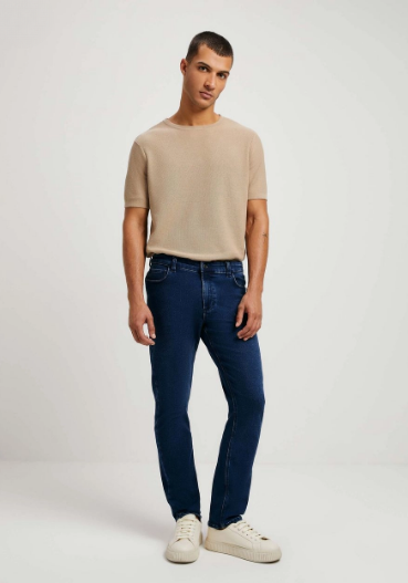 Calça Hering Slim Em Jeans Moletom Masculina - Azul