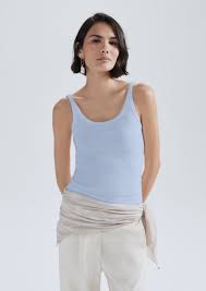 Regata Hering Feminina Decote U Em Ribana - Azul