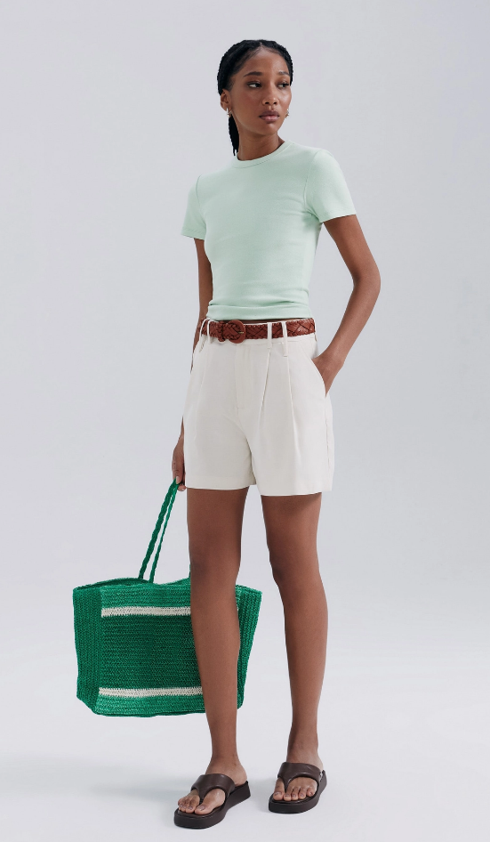 Blusa Hering Feminina Manga Curta Slim Em Ribana - Verde
