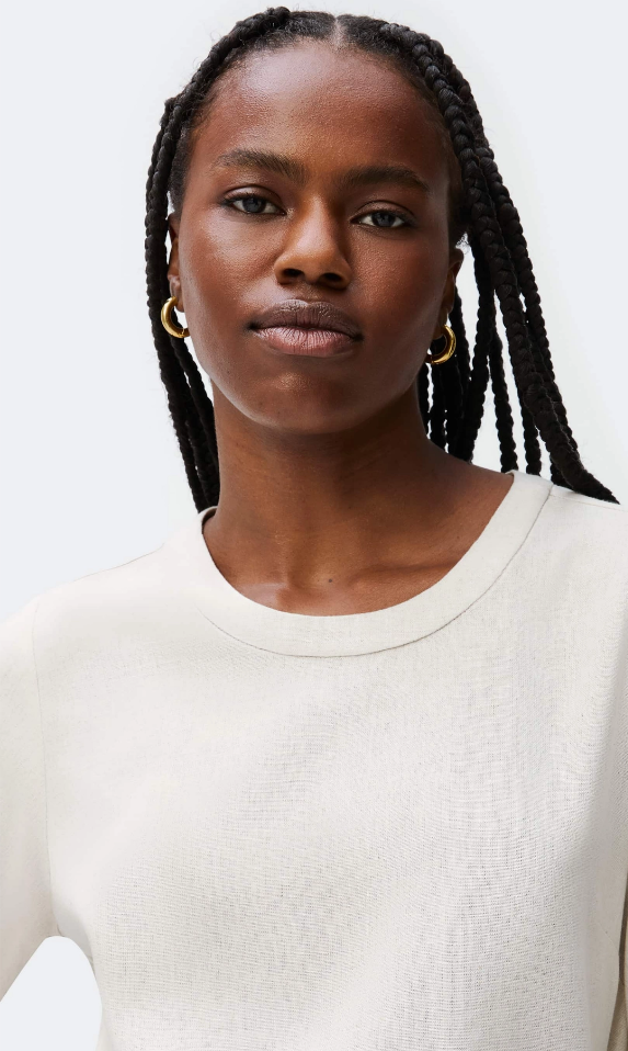 Blusa Hering Manga Média Feminina Com Linho - Off White