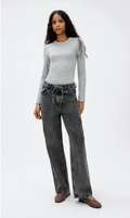 Blusa Hering Feminina Manga Longa Slim Em Ribana - Cinza