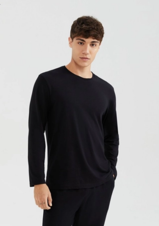 Camiseta Básica Hering Manga Longa Masculina - Preta
