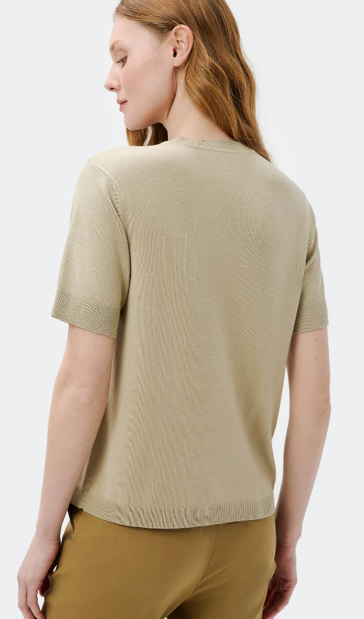 Blusa Hering Feminina Manga Curta Em Tricô Leve - Cinza