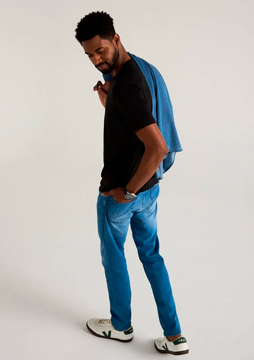 Calça Slim Jeans Sawary Masculina - Azul