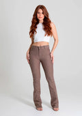 Calça Boot Cut Jeans Sawary Feminino - Marrom Claro