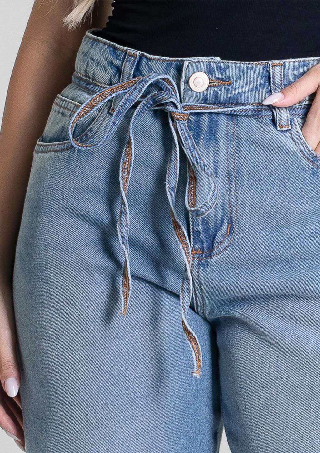 Calça Barrel Jeans Sawary Feminina - Azul