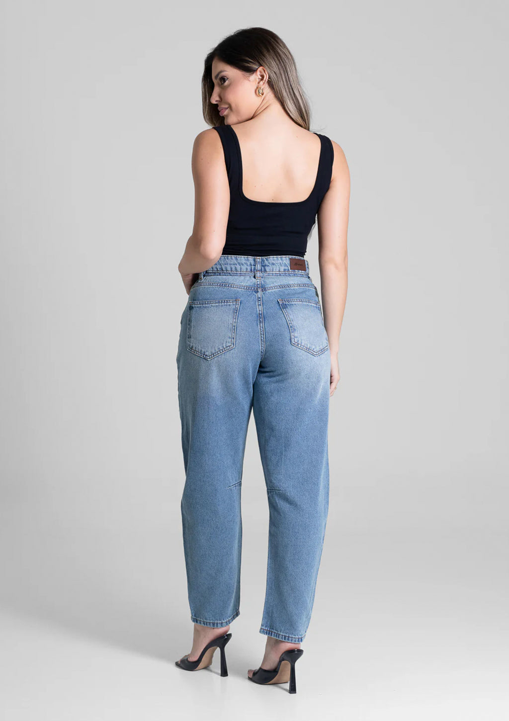 Calça Barrel Jeans Sawary Feminina - Azul