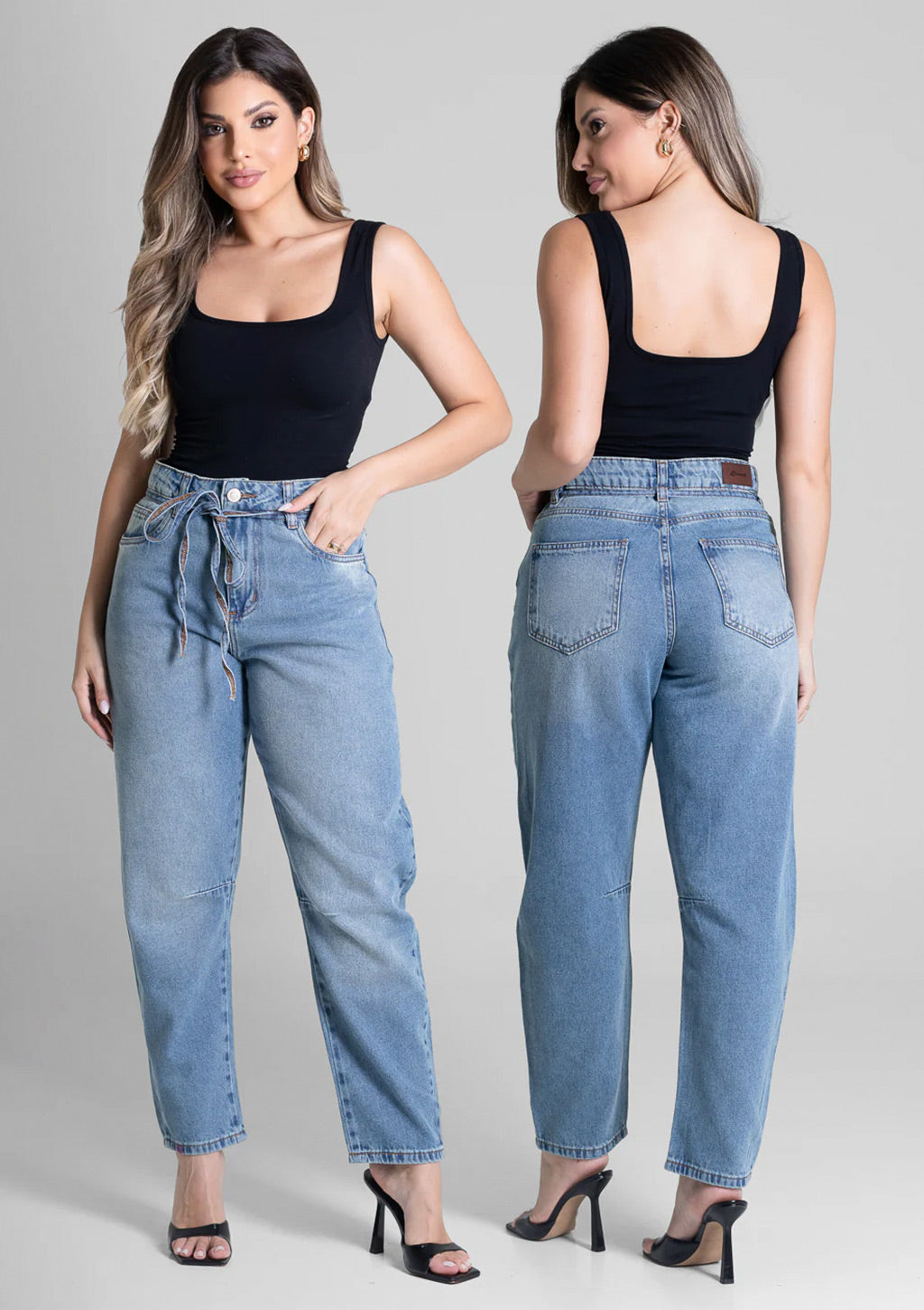 Calça Barrel Jeans Sawary Feminina - Azul