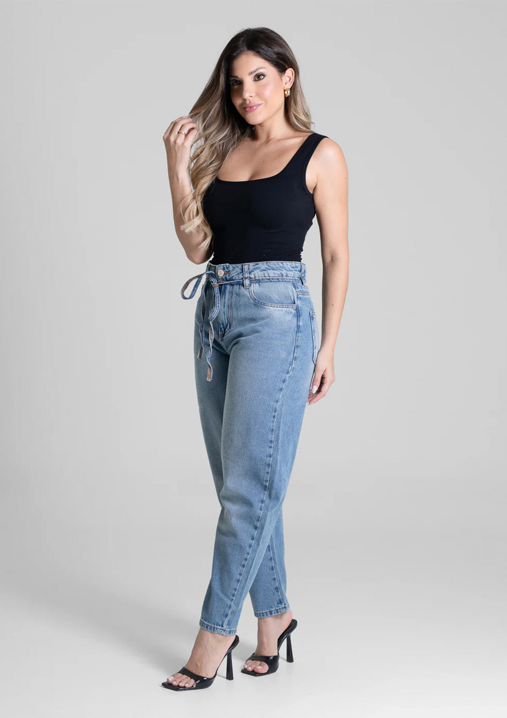 Calça Barrel Jeans Sawary Feminina - Azul