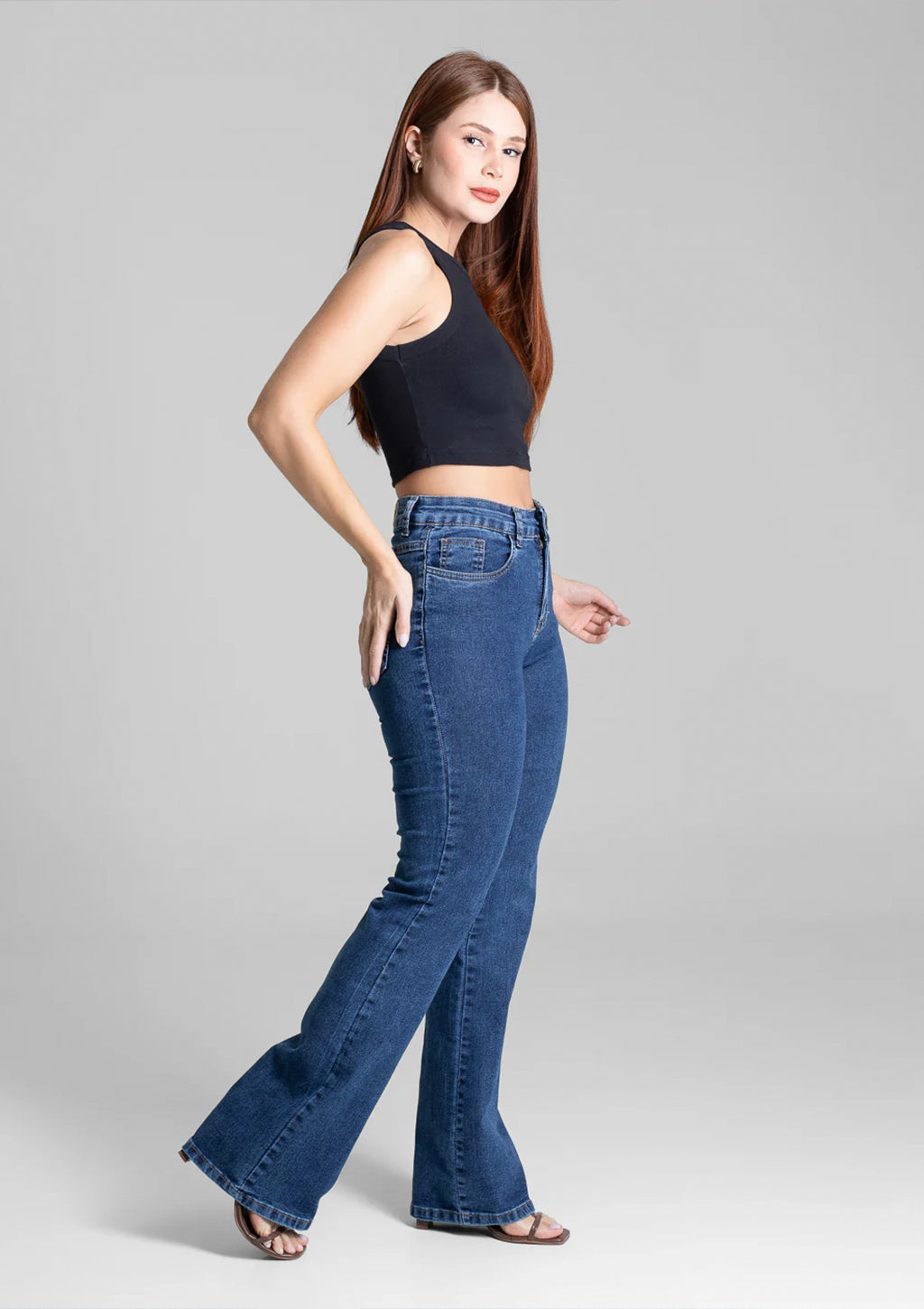 Calça Boot Cut Jeans Sawary Feminino - Azul