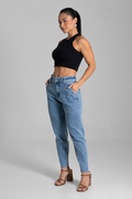 Calça Jeans Mom Sawary Feminina - Azul