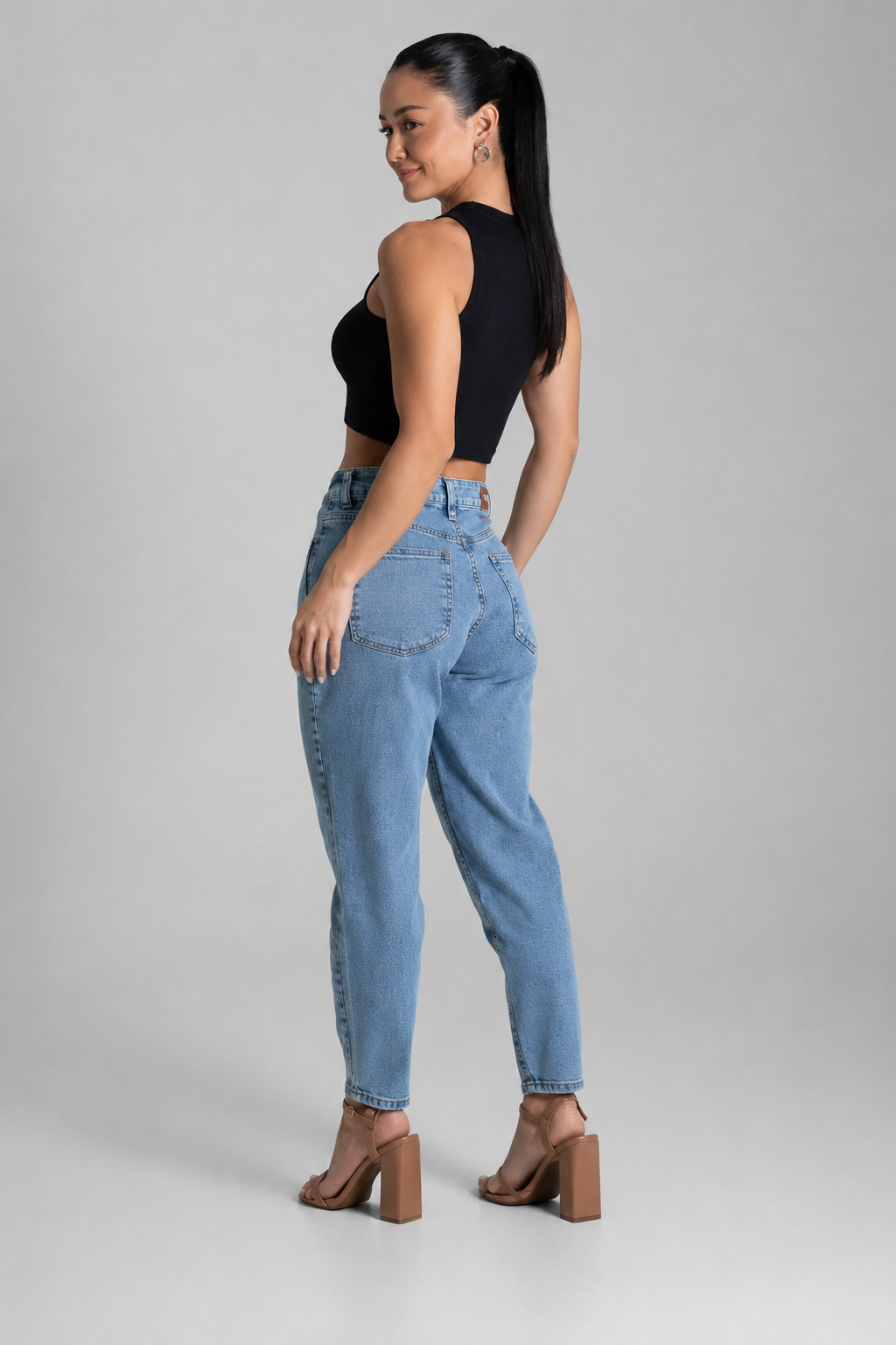 Calça Jeans Mom Sawary Feminina - Azul