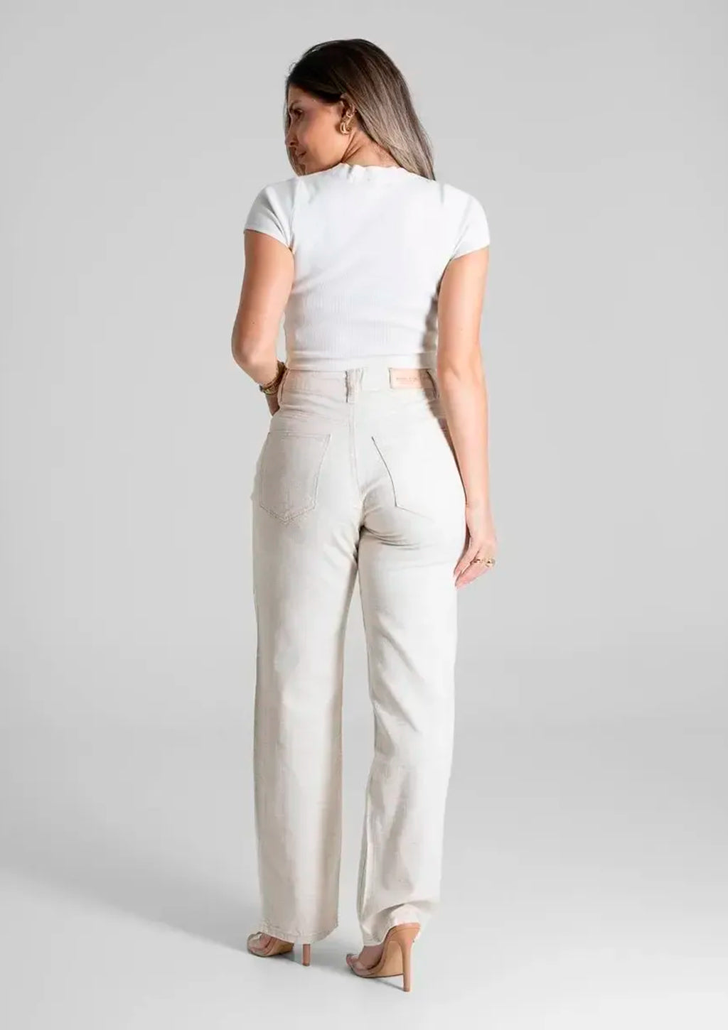 Calça Reta em Linho Sawary Feminina - Off-White