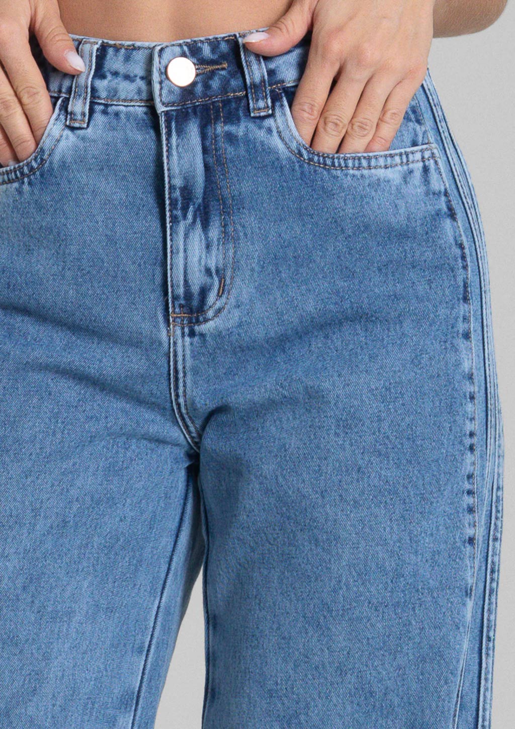 Calça Jeans Wide Leg Sawary Feminina - Azul Escuro