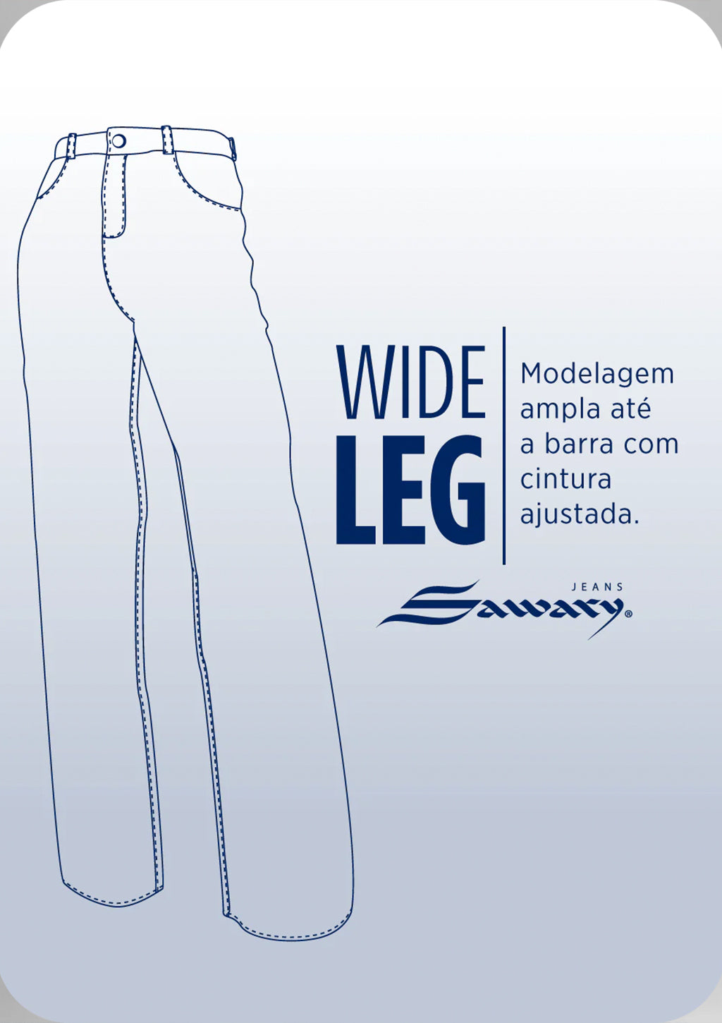 Calça Jeans Wide Leg Sawary Feminina - Azul Escuro