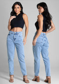 Calça Mom Jeans Sawary Feminina - Azul