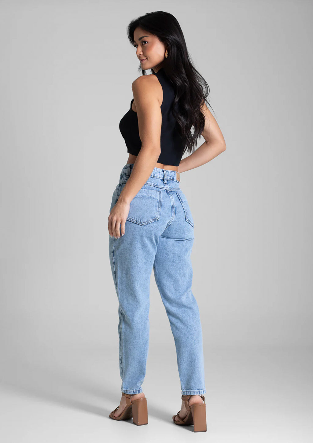 Calça Mom Jeans Sawary Feminina - Azul