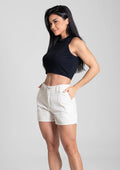 Shorts Em Tecido Sawary Linho Feminino - Off-White