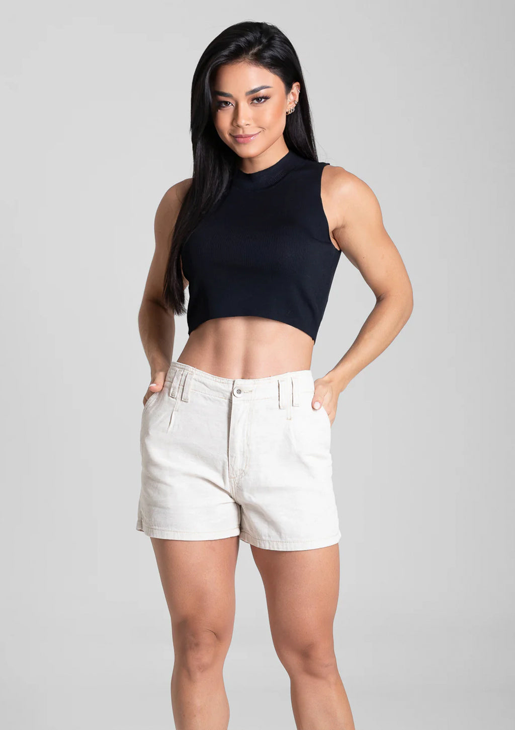 Shorts Em Tecido Sawary Linho Feminino - Off-White