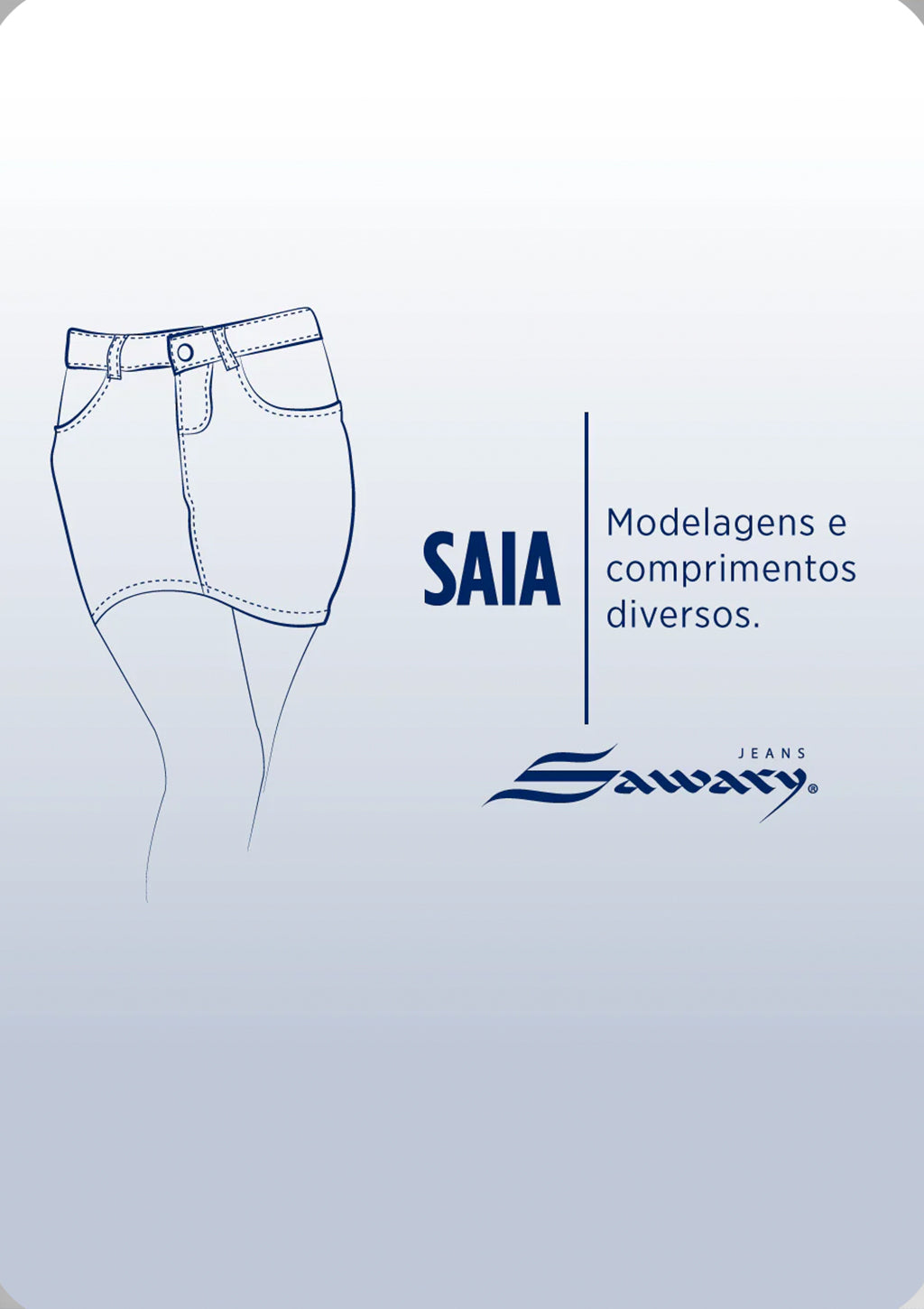 Saia Jeans Midi Sawary Feminina - Azul