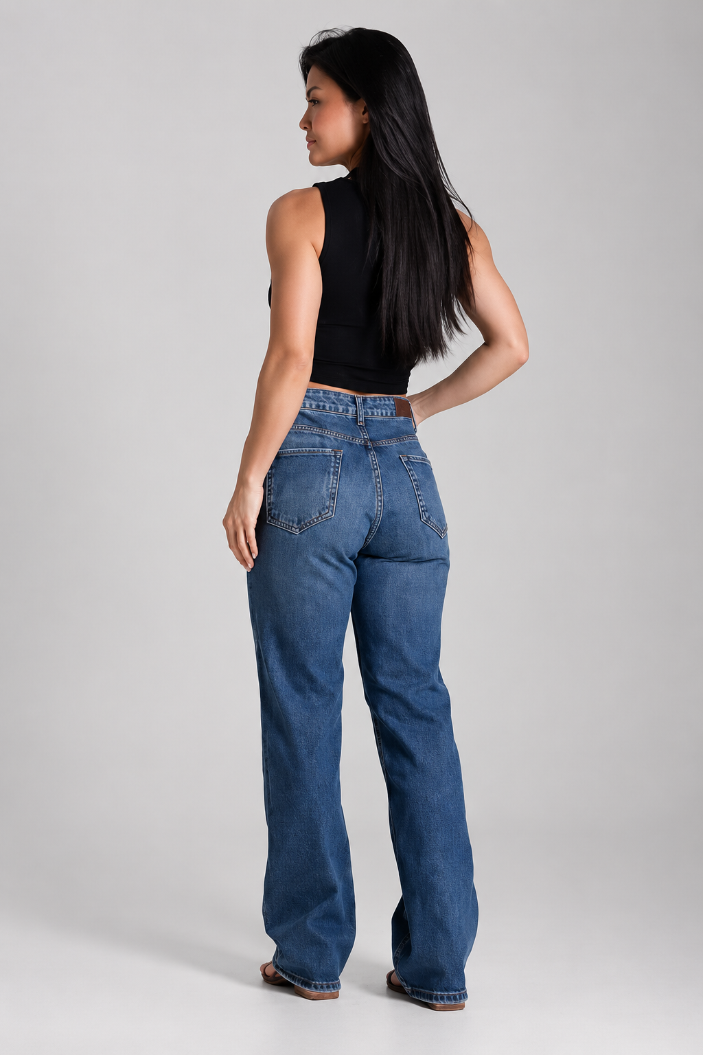 Calça Reta Jeans Sawary Feminina - Azul