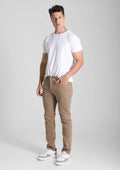 Calça Slim Em Sarja Sawary Masculina - Bege