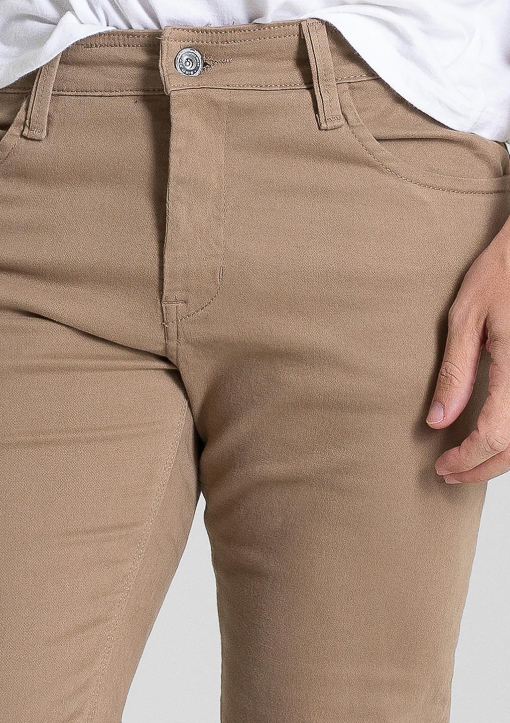 Calça Slim Em Sarja Sawary Masculina - Bege
