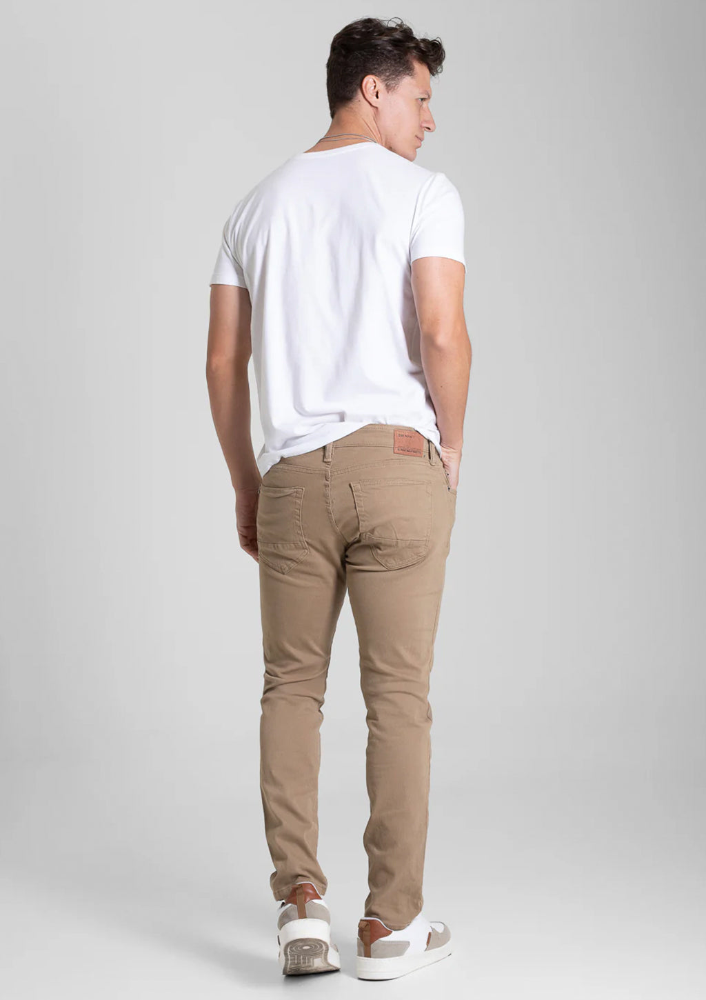 Calça Slim Em Sarja Sawary Masculina - Bege