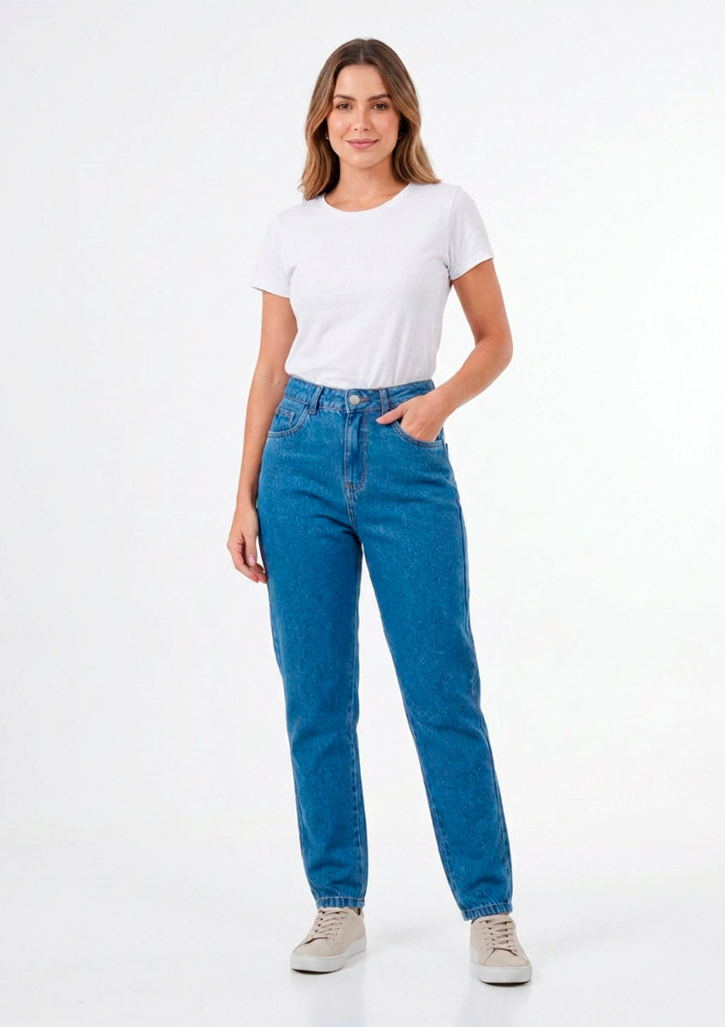 Calça Mom Jeans Sawary Feminina - Azul