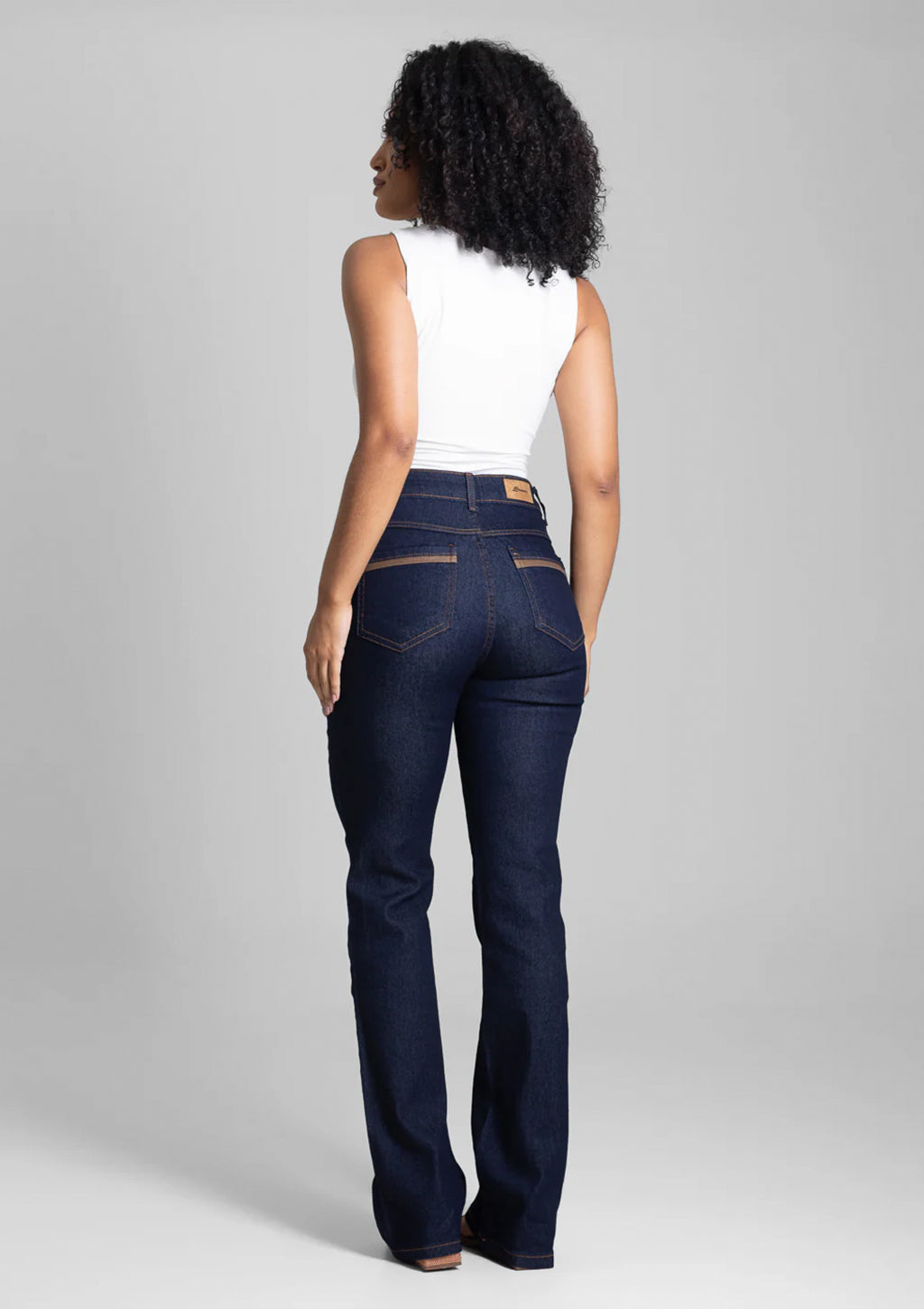 Calça Jeans Boot Cut Sawary Feminina - Azul Escuro