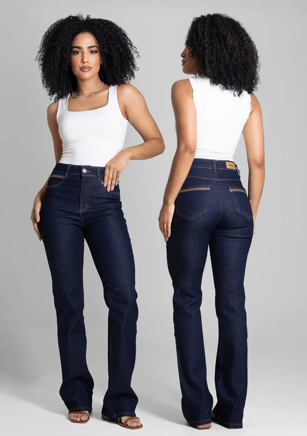Calça Jeans Boot Cut Sawary Feminina - Azul Escuro