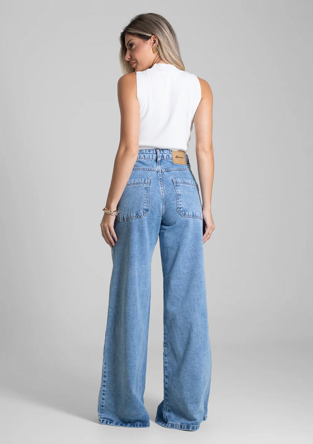 Saia Jeans Midi Sawary Feminina - Azul