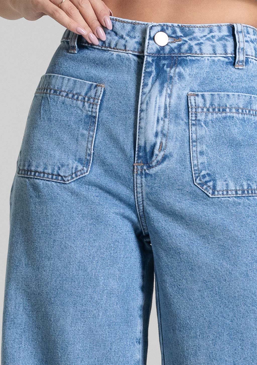 Calça Jeans Super Wide Leg Sawary Feminina - Azul