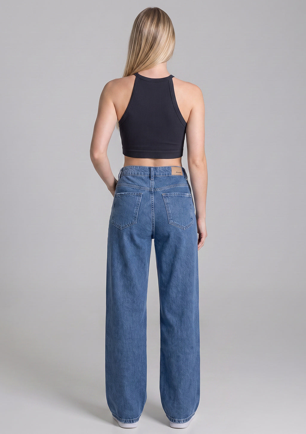 Calça Jeans Wide Leg Sawary Feminina - Azul