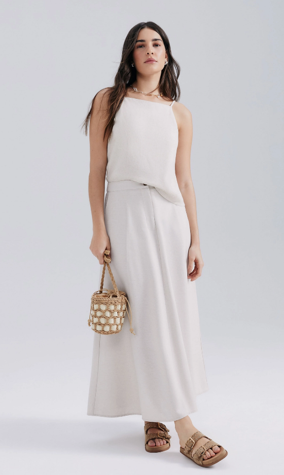 Blusa Hering Com Linho Feminina - Bege