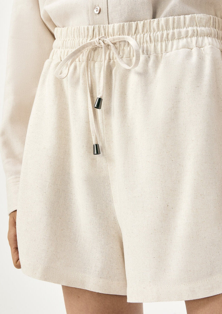 Shorts Feminino Evasê Com Linho Hering - Bege
