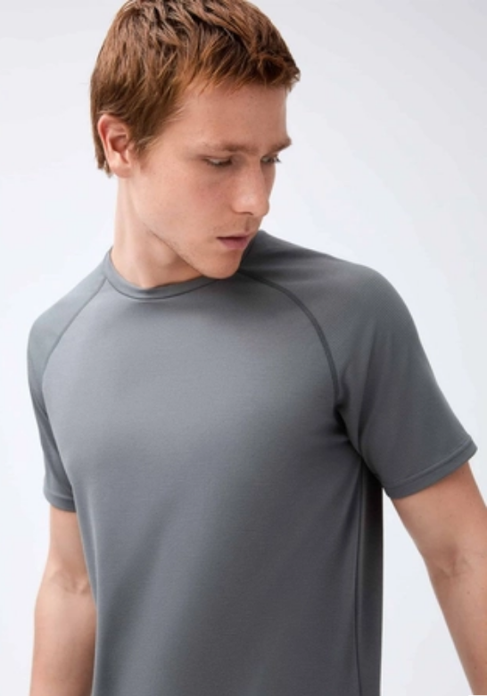Camiseta Hering Esportiva Masculina Manga Curta Raglan - Cinza