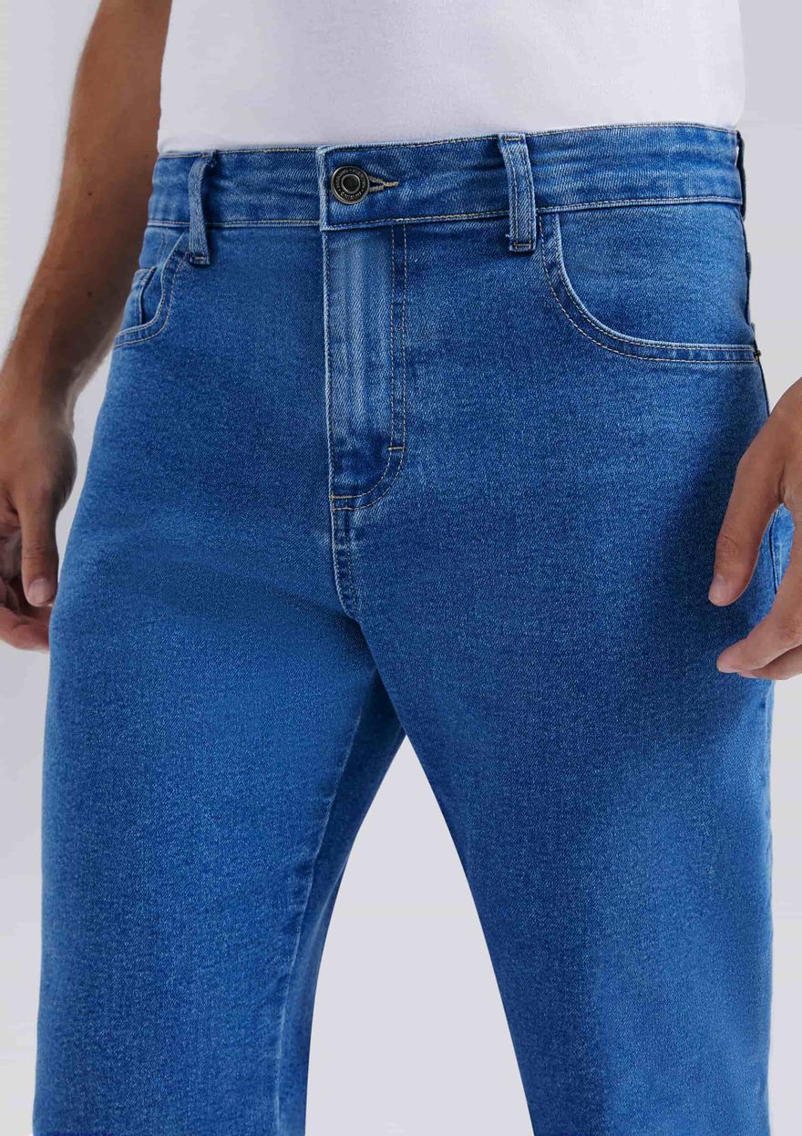 Calça Jeans Hering Básica Reta Com Elastano Masculina - Azul