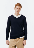 Suéter Básico Hering Masculino Regular Gola V Em Tricô - Azul