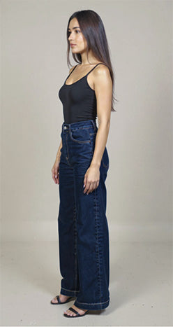 Calça Jeans Wide Leg Sawary  Feminina- Azul