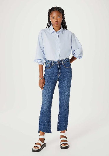 Camisa Hering ML Oversized Feminina - Azul