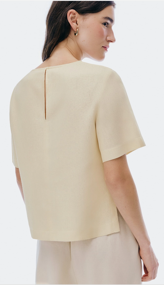 Blusa Feminina Hering Manga Curta Com Linho - Creme