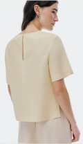 Blusa Feminina Hering Manga Curta Com Linho - Creme